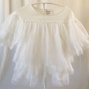 Girls White Lace Overlay Dress